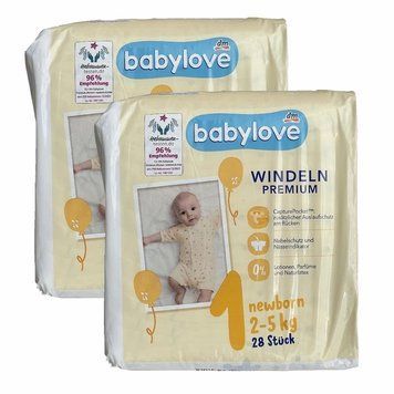 Дитячі підгузки Babylove Premium 1 (2-5 кг), 56 шт LS204269 фото