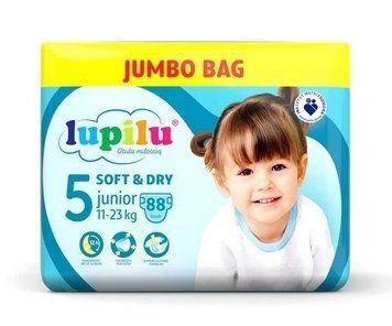 Підгузники Lupilu soft & dry Jumbo Bag розмір 5 Junior, вага 11-23 кг, 88 шт LS203004 фото