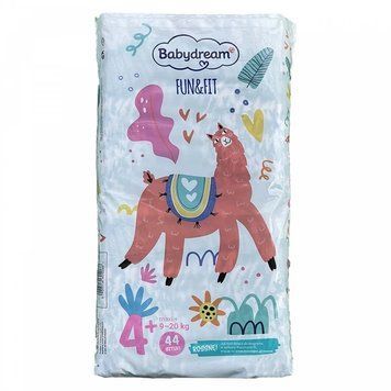 Підгузники Babydream FUN&FIT Розмір 4+ maxi, Вага 9-20 кг, 44 шт LS203188 фото
