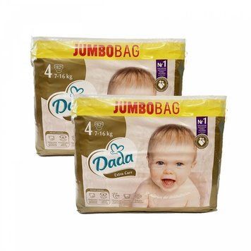 Дитячі одноразові підгузки Dada Extra Care Jumbo Bag Розмір 4 Maxi (7-16 кг) 164 шт LS203417 фото