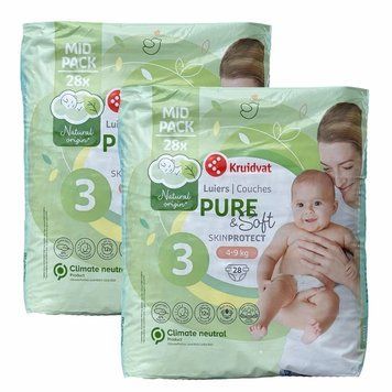Дитячі підгузники Kruidvat Pure & Soft 3 (4-9 кг), 56 шт LS204227 фото