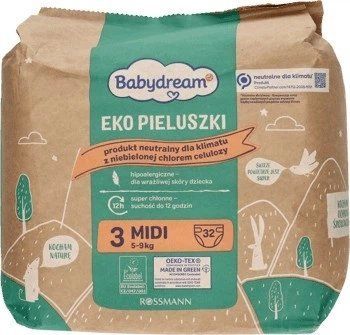 Еко підгузники Babydream 3 Midi (5-9 кг) 32 шт LS204258 фото