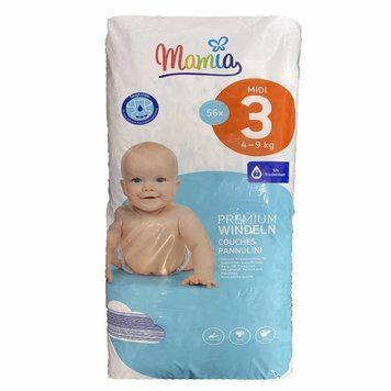 Дитячі підгузники Mamia Premium 3 Midi (4-9 кг), 56 шт LS203496 фото