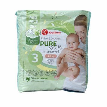 Дитячі підгузники Kruidvat Pure & Soft 3 (4-9 кг), 28 шт LS204129 фото