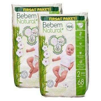 Підгузки Bebem Natural 2 Mini (3 - 6 кг), 136 шт LS204475 фото