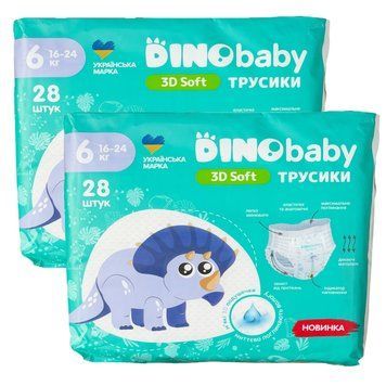 Підгузки-трусики Dino Baby 3D Soft 6 (16 - 24 кг), 56 шт LS204468 фото