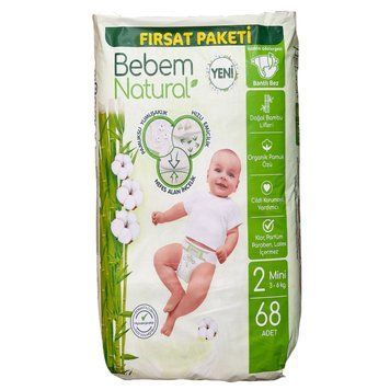 Підгузки Bebem Natural 2 Mini (3 - 6 кг), 68 шт LS204407 фото