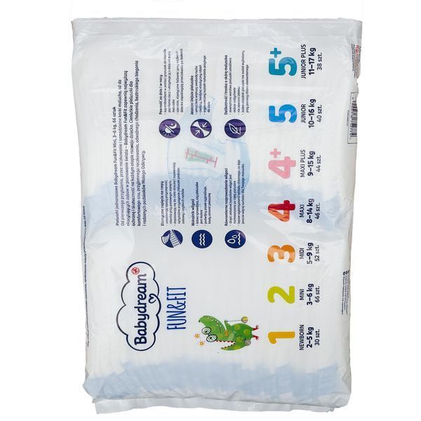 Підгузки Babydream Fun Fit 2 Mini (3 - 6 кг), 66 шт LS204414 фото