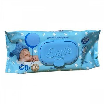 Дитячі вологі серветки Smile Baby 0+ з екстрактом ромашки, алое і вітамінним комплексом з клапаном 100 шт LS203044 фото